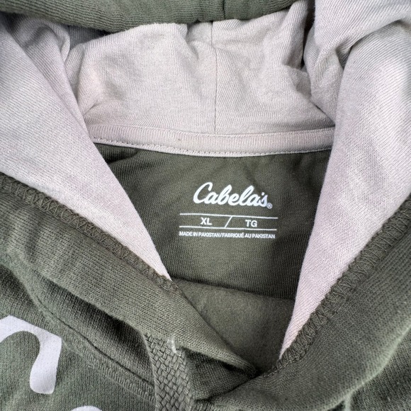 Cabelas Mens Green Hoodie Pullover Hooded Sweatshirt Size XL Bleach Stains - Picture 2 of 8